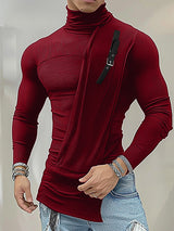 Mens Textured Knit Turtleneck Long Sleeve Sweater SKUK84529