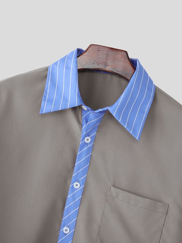 Men's Striped Color Block Half Sleeve Shirt SKUL57347