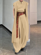 Men's Ribbon Waist Tie Long Shirt SKUL30495