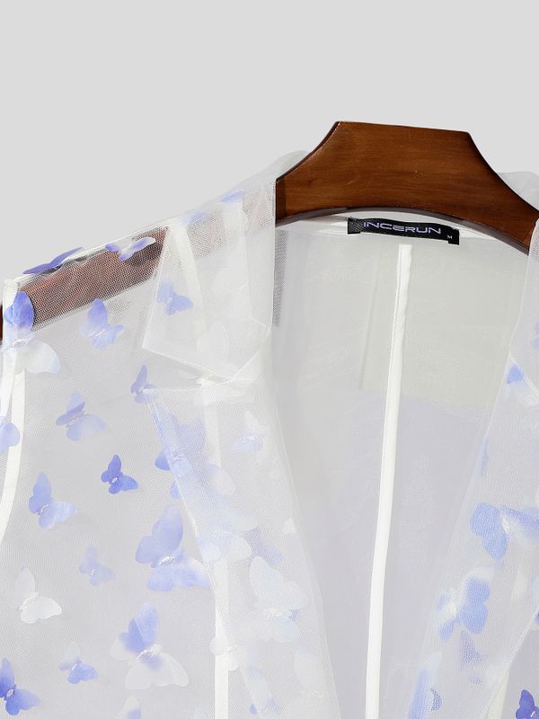Men's Genderless Aesthetic 3D Butterfly Embroidered Organza Waistcoat SKUL68374