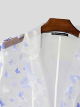 Men's Genderless Aesthetic 3D Butterfly Embroidered Organza Waistcoat SKUL68374