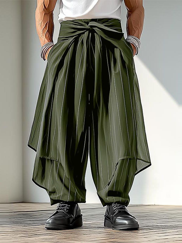 Mens Solid Color Pleated Wide-Leg Pant SKUL05274