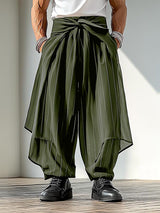 Mens Solid Color Pleated Wide-Leg Pant SKUL05274