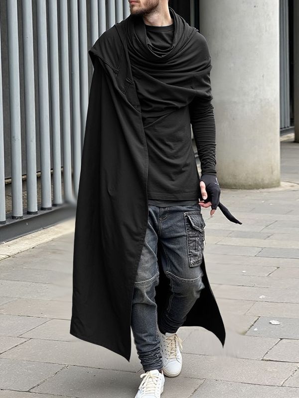 Men's Solid Pleated Flap Long Sleeve T-Shirt SKUL34186