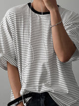 Men's Striped Crew Neck Casual Short Sleeve T-Shirt SKUL24616