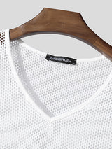 Mens Sheer Mesh Side Slit Short Sleeve T-Shirt SKUL04314