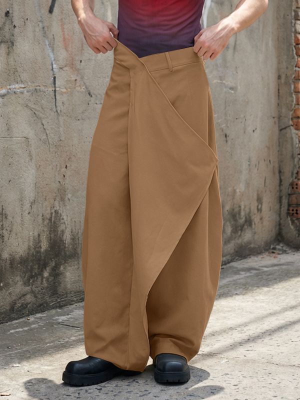 Men's Avant-Garde Asymmetric Wrap Front Wide Leg Pant SKUL53037