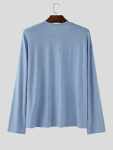 Men's Solid Color V-Neck Long Sleeve T-Shirt SKUL27246