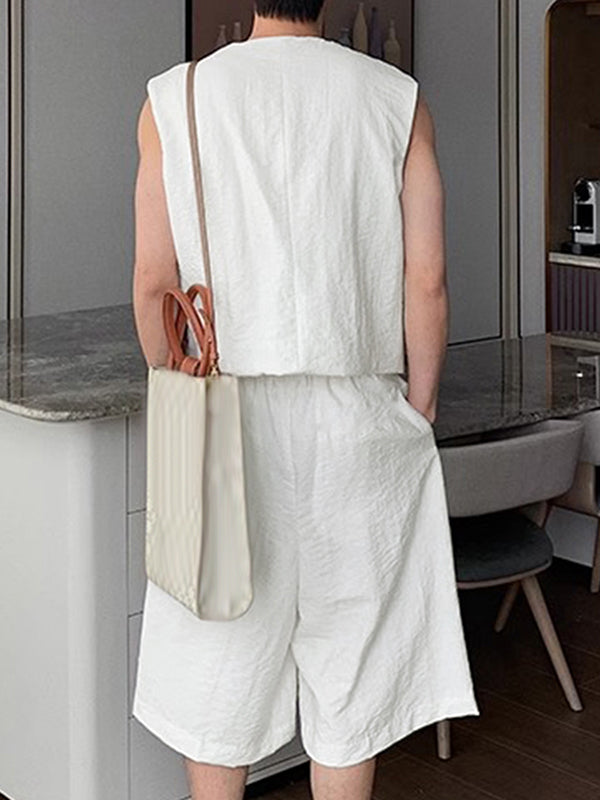 Mens Solid Color Casual Two Pieces Outfit SKUL09416