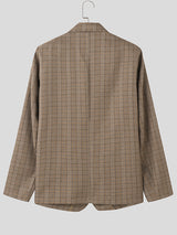 Mens Casual Plaid Long Sleeve Blazer SKUK76222