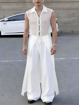 Men's Avant-Garde Longline Sheer Organza Sleeveless Shirt SKUL60268