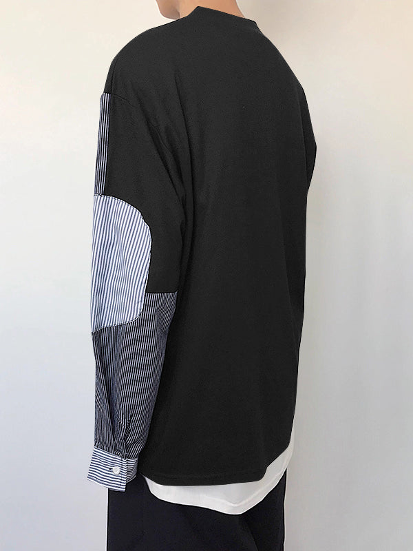 Mens Striped Contrast Color Long Sleeve T-Shirt SKUK76979