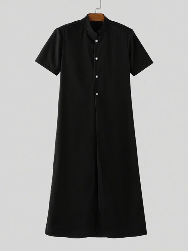 Mens Solid Color Long Hem Split Short-Sleeve Blazer SKUL22523