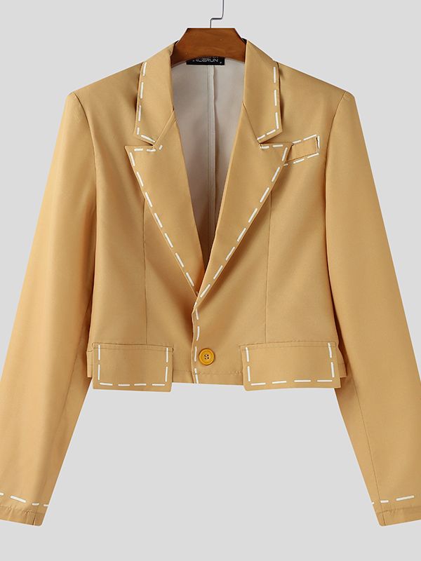 Men's Dashed Color Block Casual Long Sleeve Blazer SKUL29735