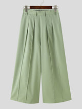 Mens Solid Pleated Wide-Legged Pants SKUK61158