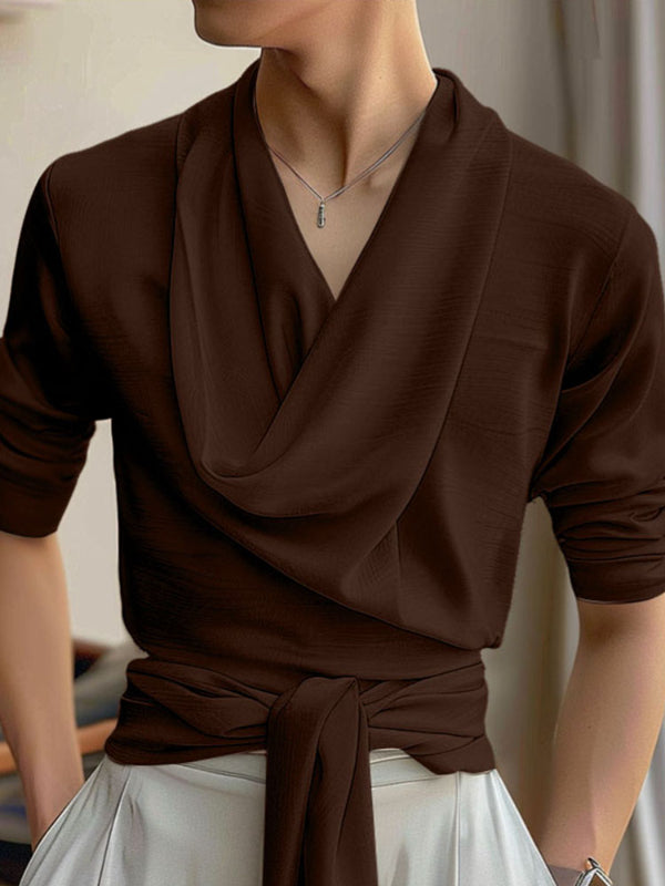 Men's Solid Textured Long Sleeve T-Shirt SKUL29616