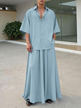 Men's Solid Color Loose Two Pieces Outfit SKUL40285