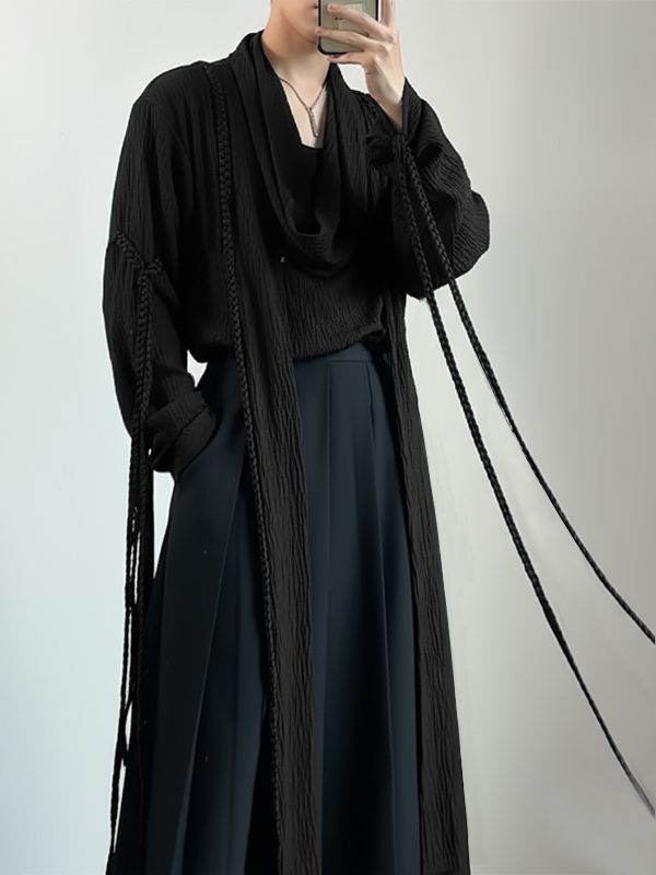 Men's Deconstructed Street Style Long Sleeve Shirt SKUL36651