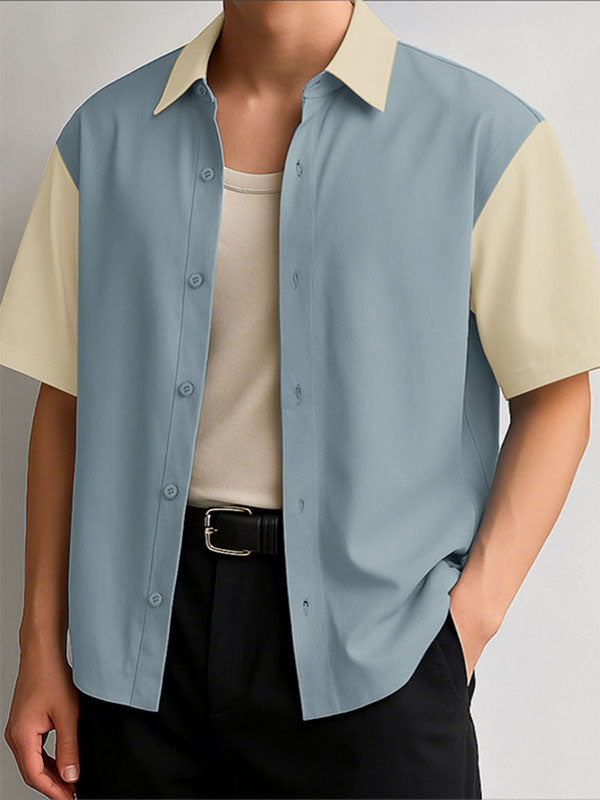 Mens Colorblock Casual Short Sleeve Shirt SKUL17431