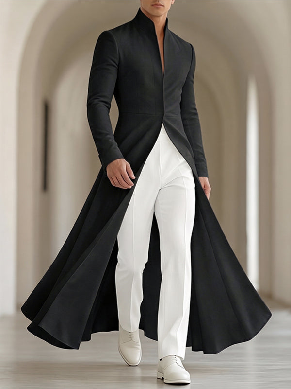 Men's Retro Early Autumn Tailored Waist Flowy Hem Long Sleeve Blazer SKUL80473