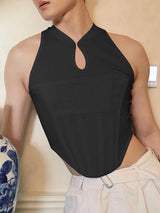 Mens Solid Color Waist-Cinching Tank SKUK91685