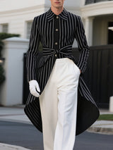 Men's Striped Twist Belt Long Sleeve Blazer SKUL33053