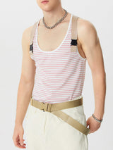 Mens  Fashion Striped U-Neck Sleeveless Tank SKUK64014