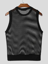 Mens Sheer Mesh Hollow-Out Crew Neck Tank SKUL18803