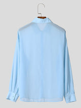 Mens Casual Sheer Mesh Long Sleeve Shirt SKUK99011