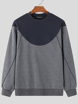 Mens Casual Color Block Pullover Sweatshirt SKUK76355