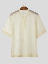 Mens Hollow Mesh Short Sleeve T-Shirt SKUL11772