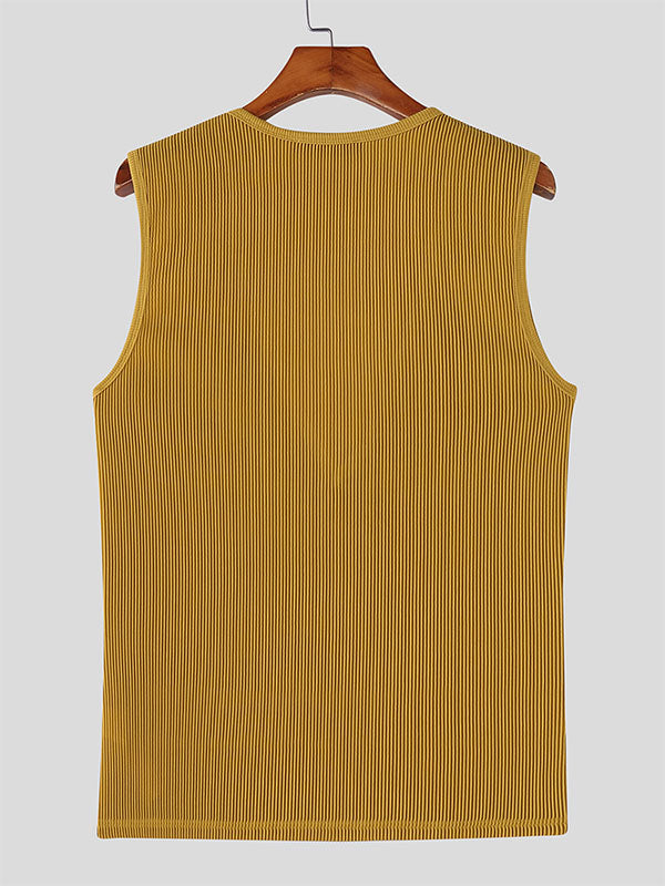 Mens Solid Color Textured Stripe Casual Tank SKUL16966