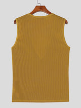 Mens Solid Color Textured Stripe Casual Tank SKUL16966