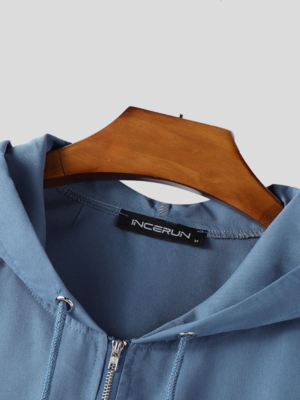 Men's Deconstructed Cropped Zip Long Sleeve Hoodie SKUL40098