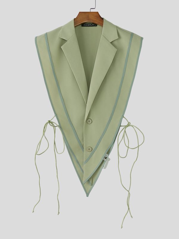 Men's Avant-Garde Open-Side Lace-Up Contrast Stripe Waistcoat SKUL54015