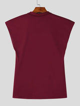 Men's Avant-Garde Sheer Mesh Splicing Cropped Bolero Overlay Lapel Sleeveless Shirt SKUL62963