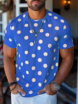 Mens Polka Dot Crew Neck Short Sleeve T-Shirt SKUK70024