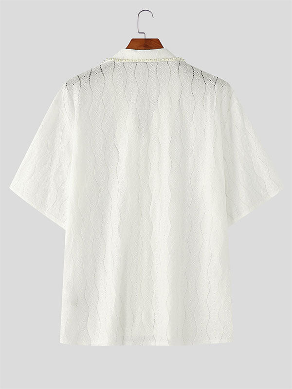 Mens Solid Color Casual Short Sleeve Shirt SKUL13968