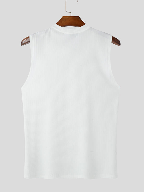 Mens Minimalist Textured Striped Sleeveless Tank SKUK94779