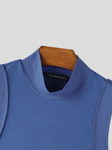 Men's Solid Color Textured High Neck Tank SKUL42317