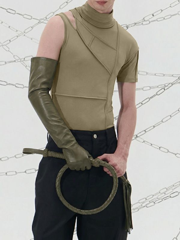 Men's Asymmetric One Shoulder High Neck Bodysuit SKUL50539