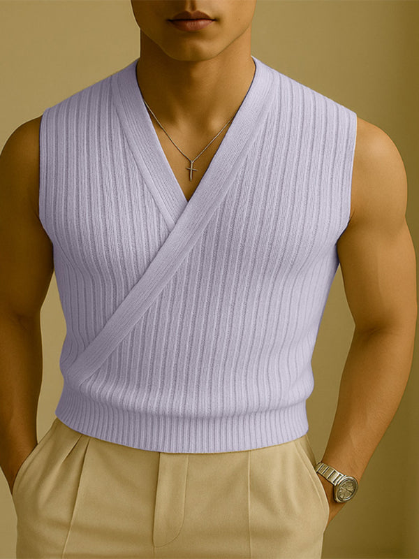 Mens Solid Color Textured Casual Tank SKUL15583