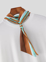 Men's Solid Color Textured Scarf Short Sleeve T-shirt SKUL30510