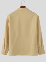 Men's Solid Color Square Neck Slim Fit Long Sleeve Shirt SKUL52578