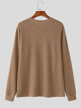 Men's Solid Color Textured Half Zip Long Sleeve T Shirt SKUL42818