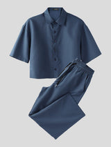 Men's Solid Color Casual Two Pieces Outfit SKUL36331