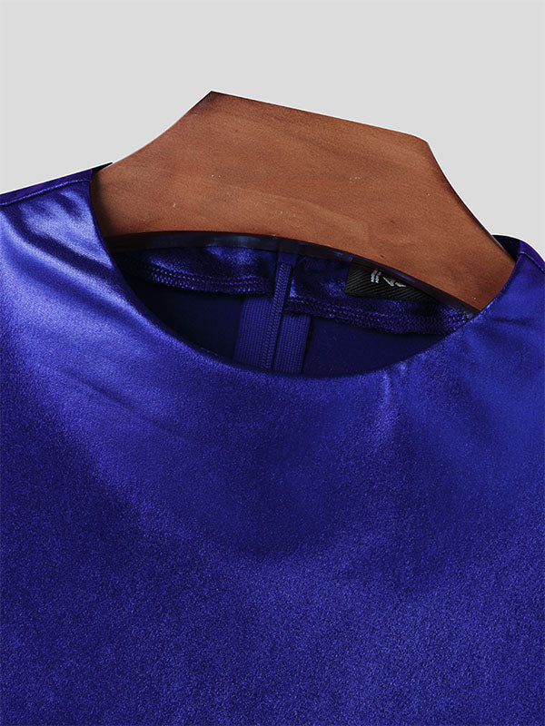 Mens Solid Color Pleated Cropped Tank SKUL04066