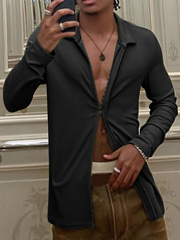 Mens Textured Knit Long Sleeve Shirt SKUL03021