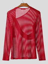 Men's Deconstructed Sheer Mesh Long Sleeve T-Shirt SKUL43694