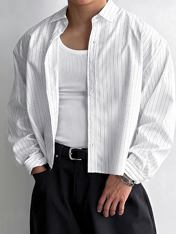 Mens Minimalist Striped Long-Sleeve Shirt SKUK96640
